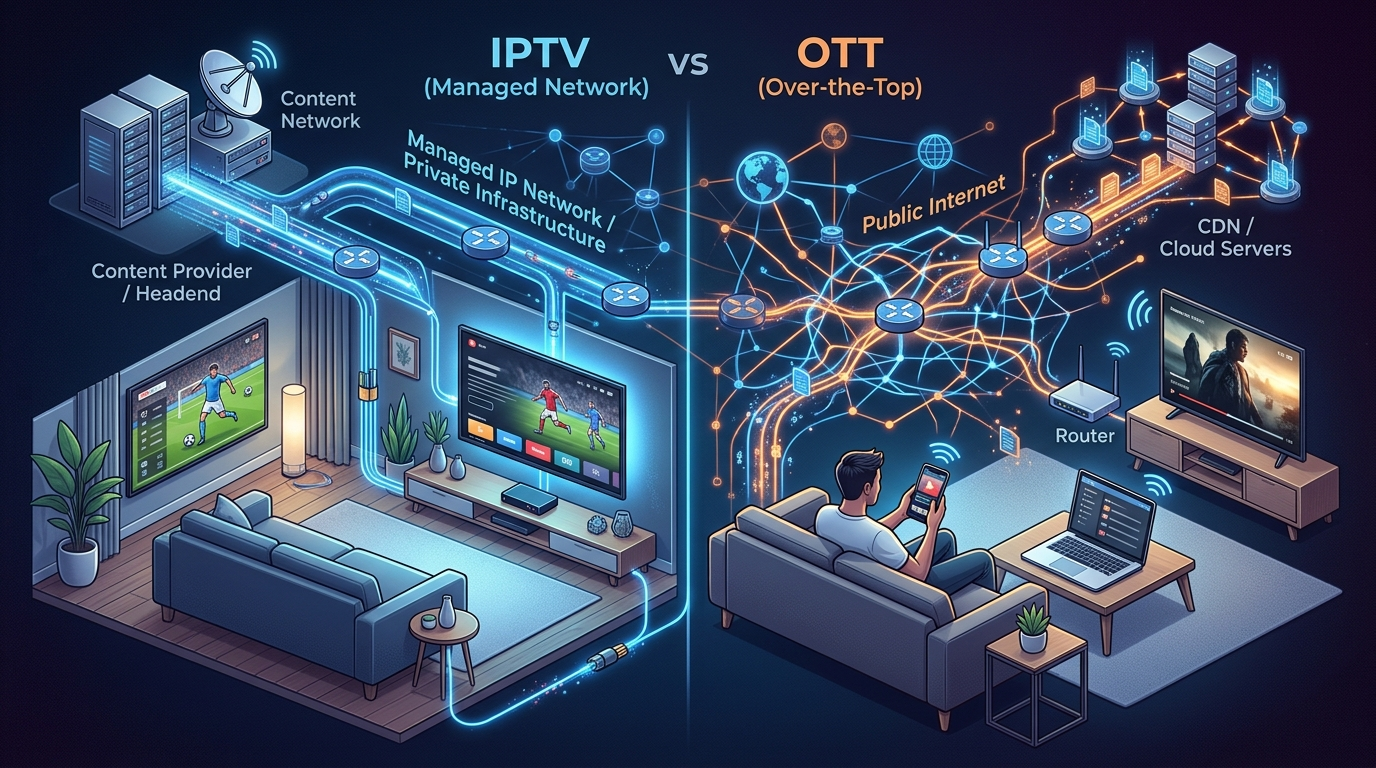 Difference between IPTV and OTT streaming