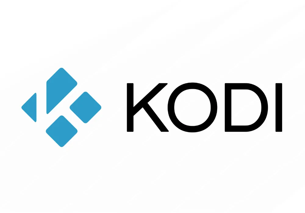 Blue Kodi logo and text on a white background