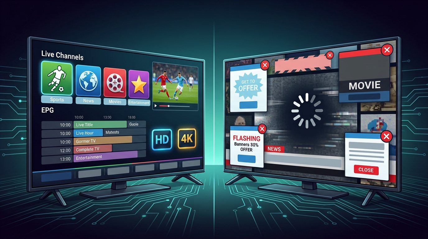 Paid IPTV and free streaming comparison
